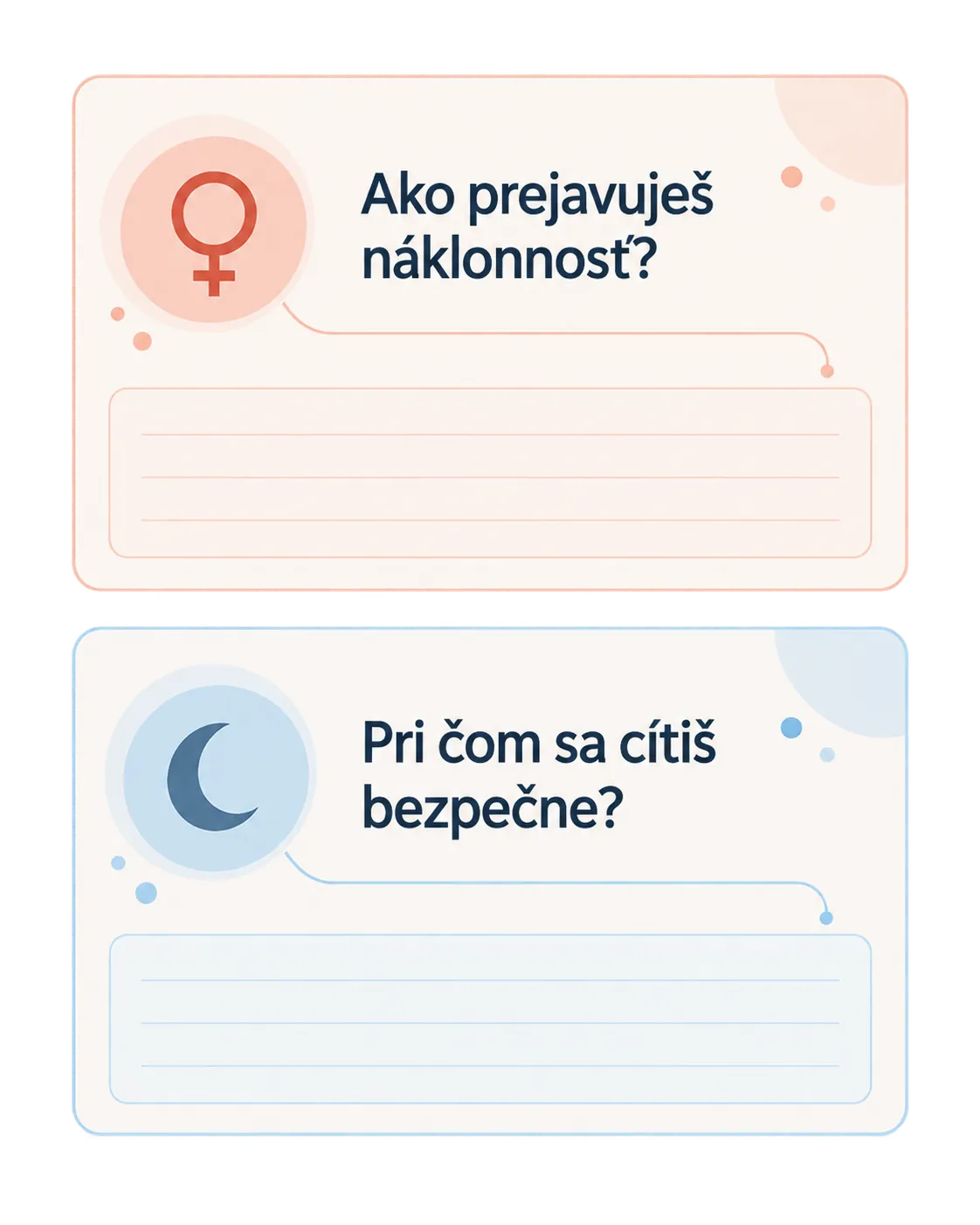 Venus and Moon as separate prompts for affection and emotional safety