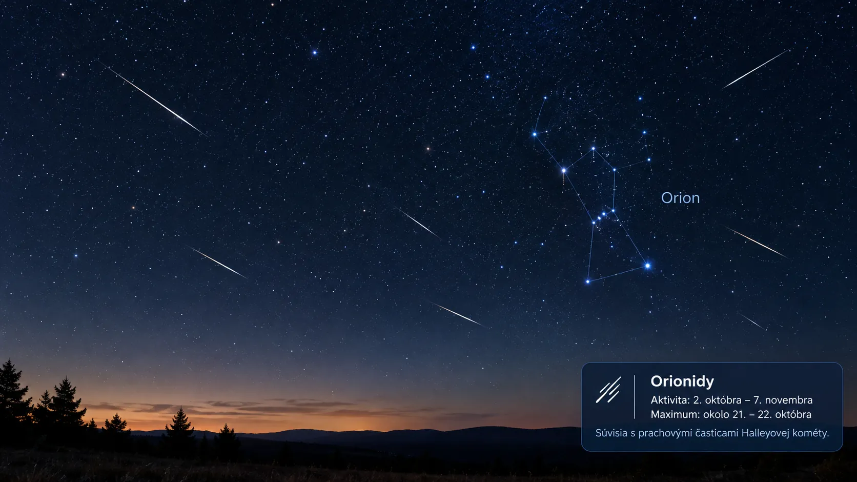 Orionid meteors above the Orion constellation