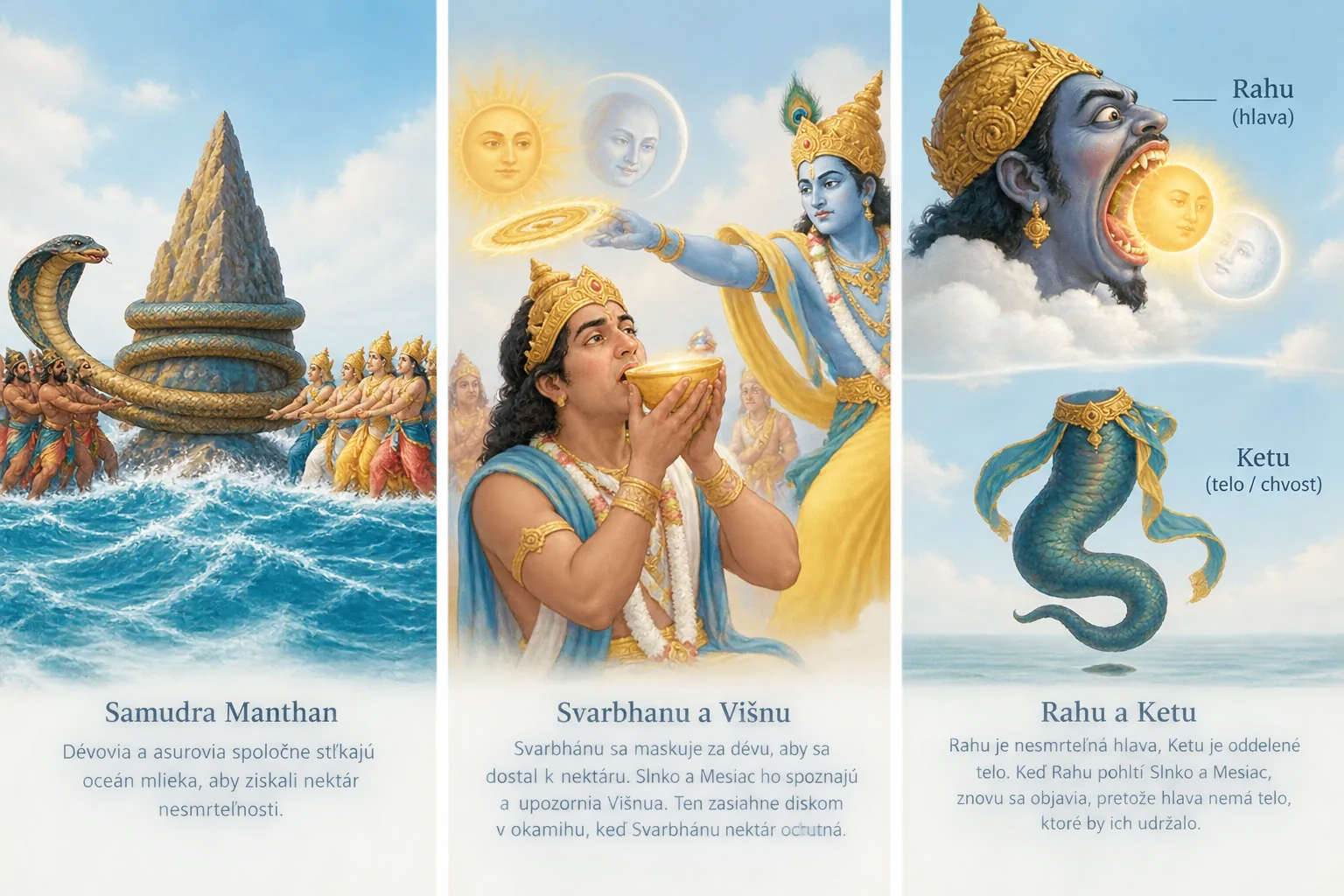 the Samudra Manthan myth and the transformation of Svarbhanu into Rahu and Ketu