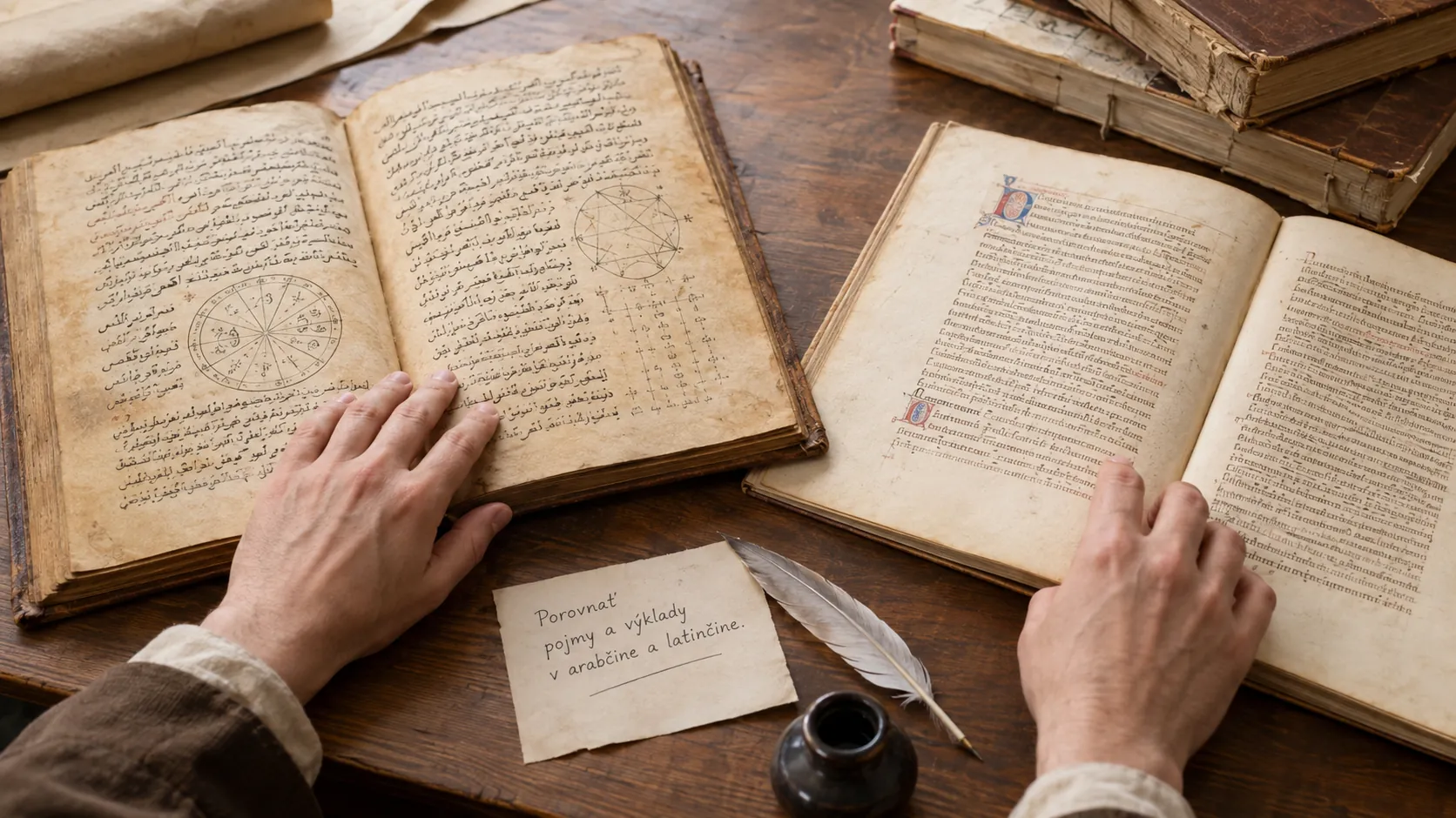 Arabic astrological manuscript beside a Latin translation