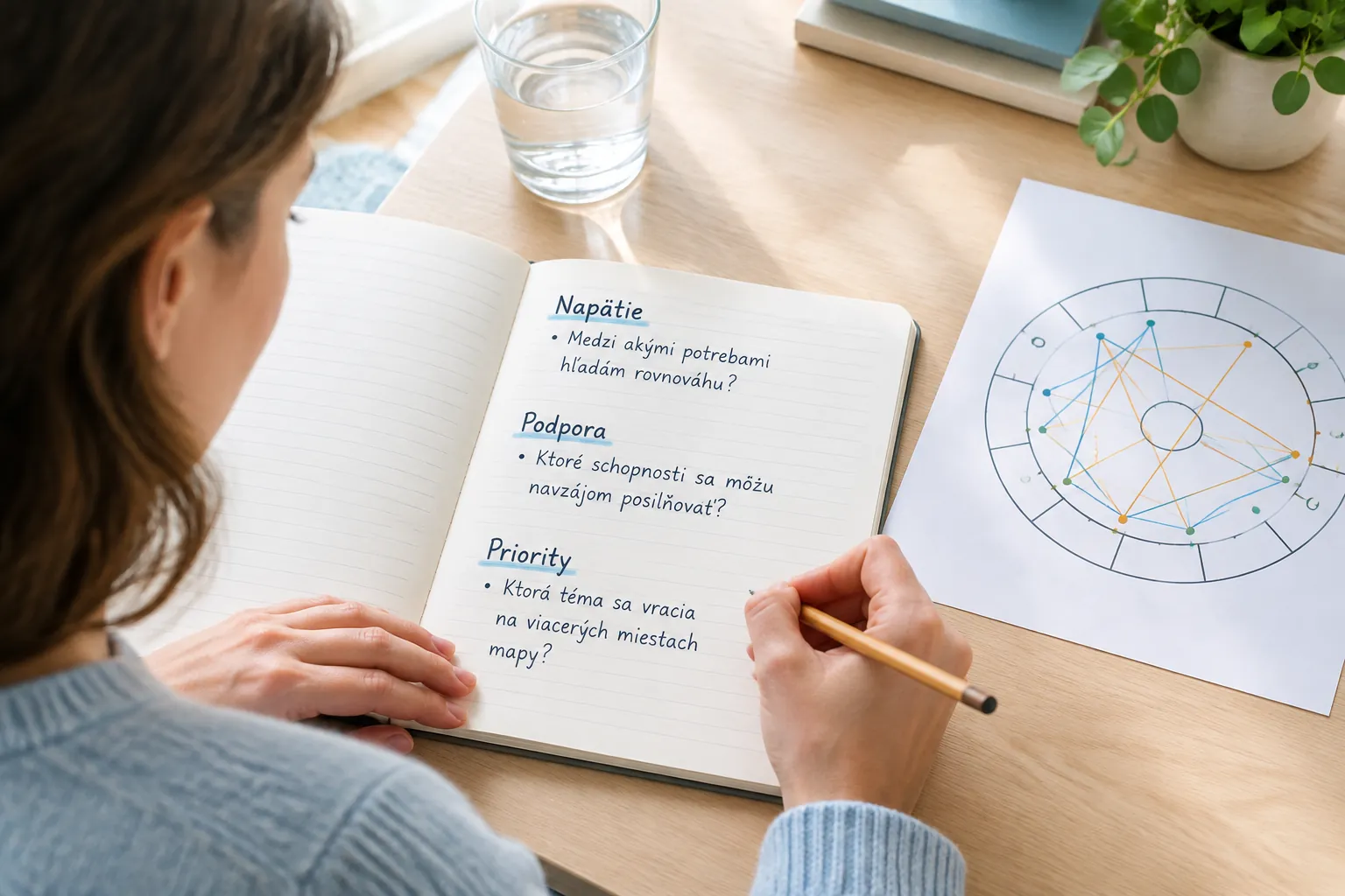 reader comparing chart observations with personal questions