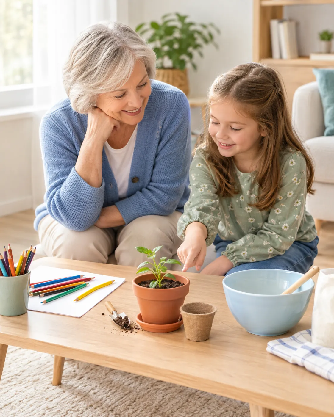 grandparent and grandchild choosing a shared activity together
