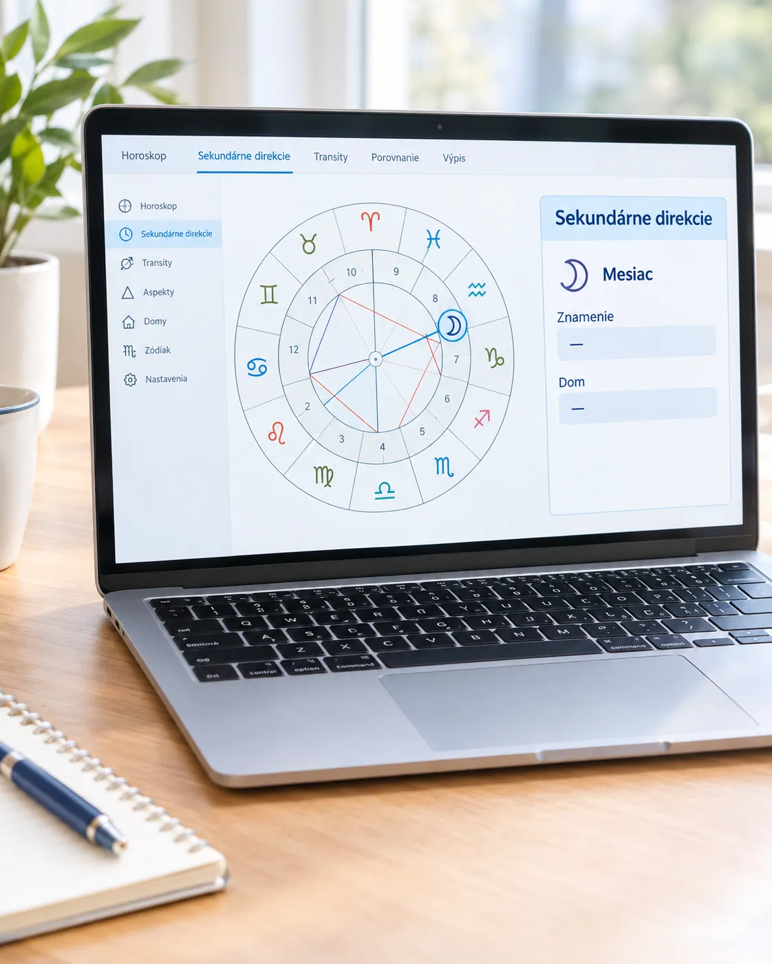 astrology software showing where to find the progressed Moon