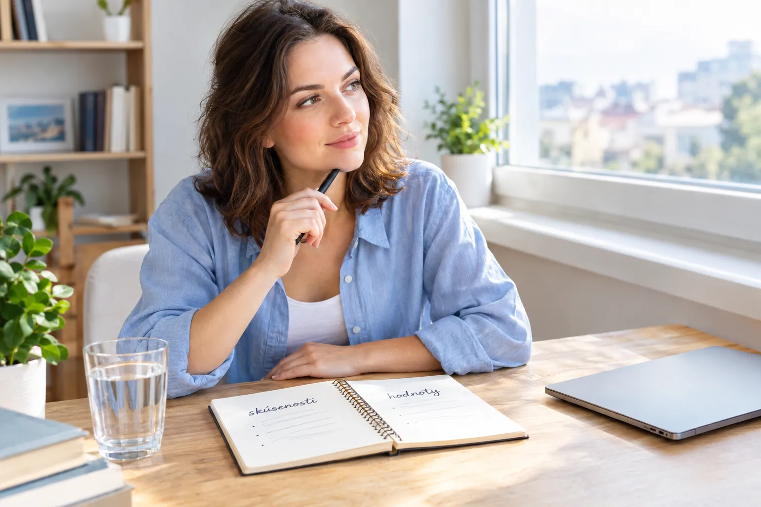 person reflecting on career choices in a bright workspace