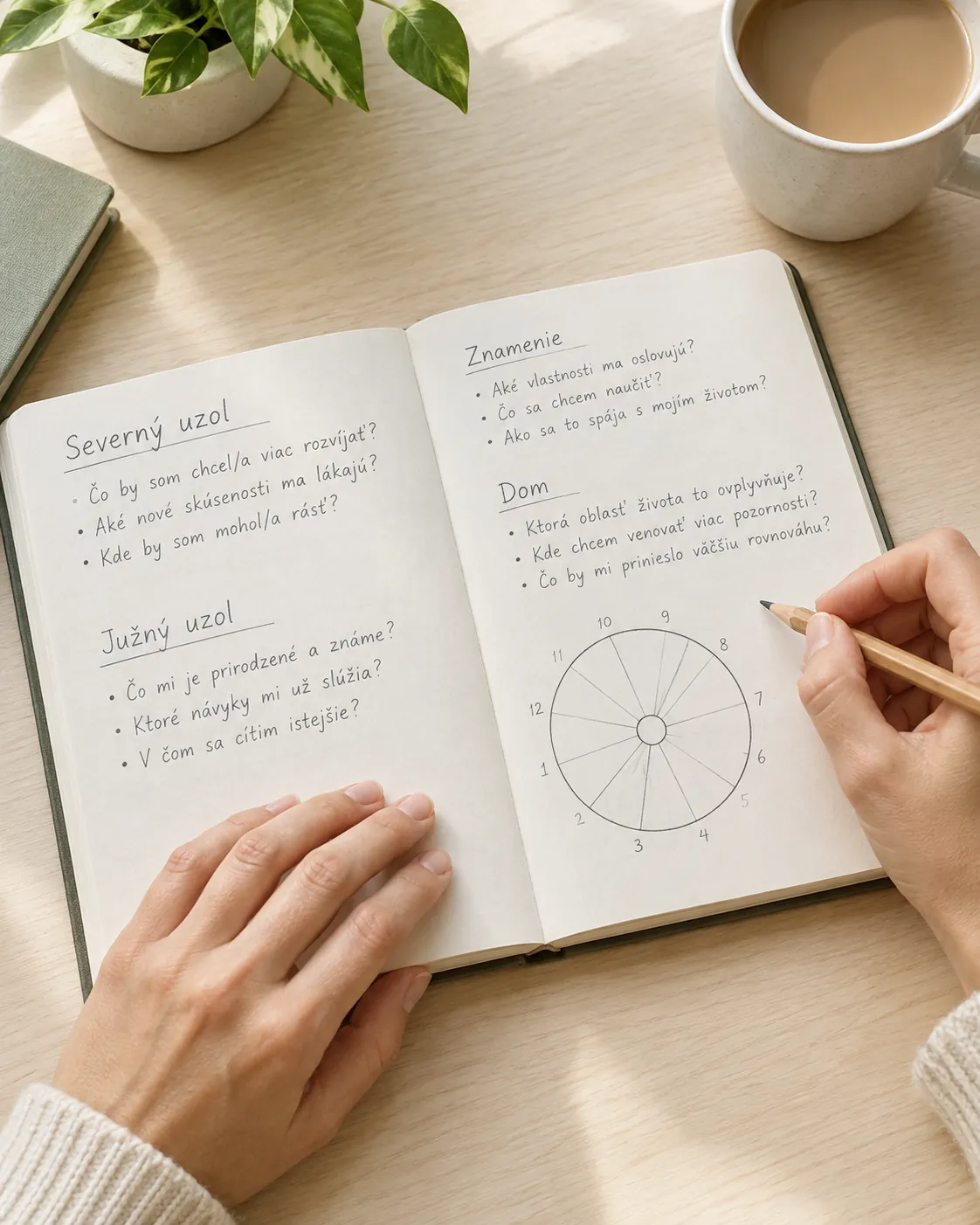 person reflecting on lunar nodes in an astrology journal