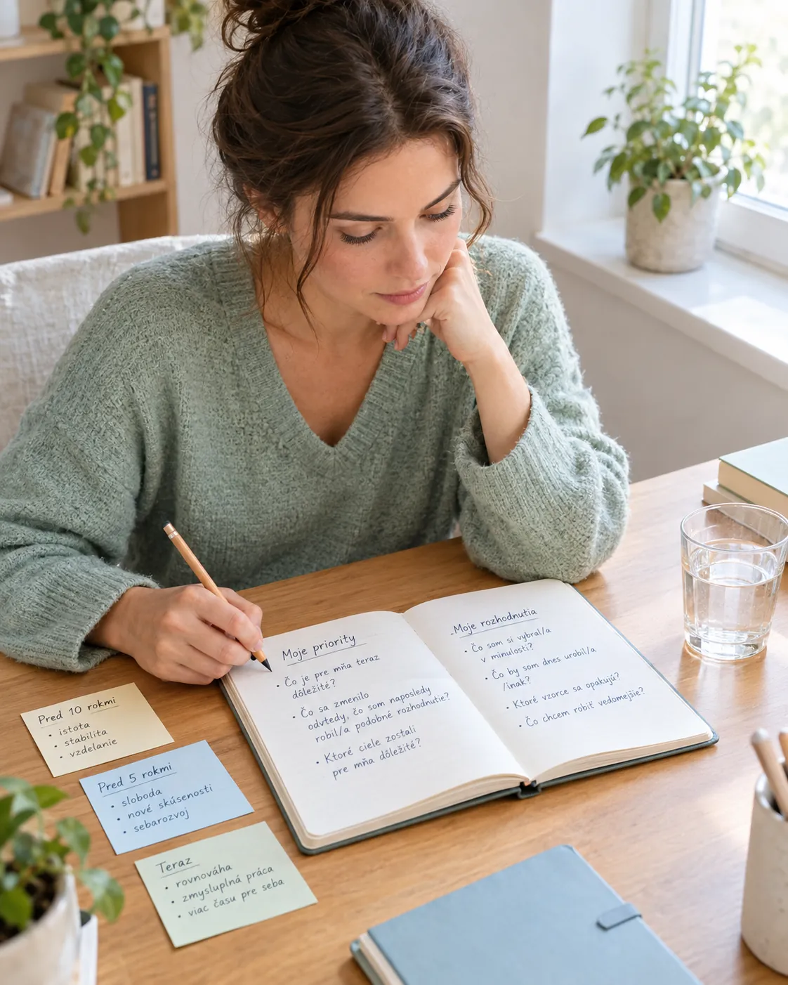 person reviewing past choices in a journal