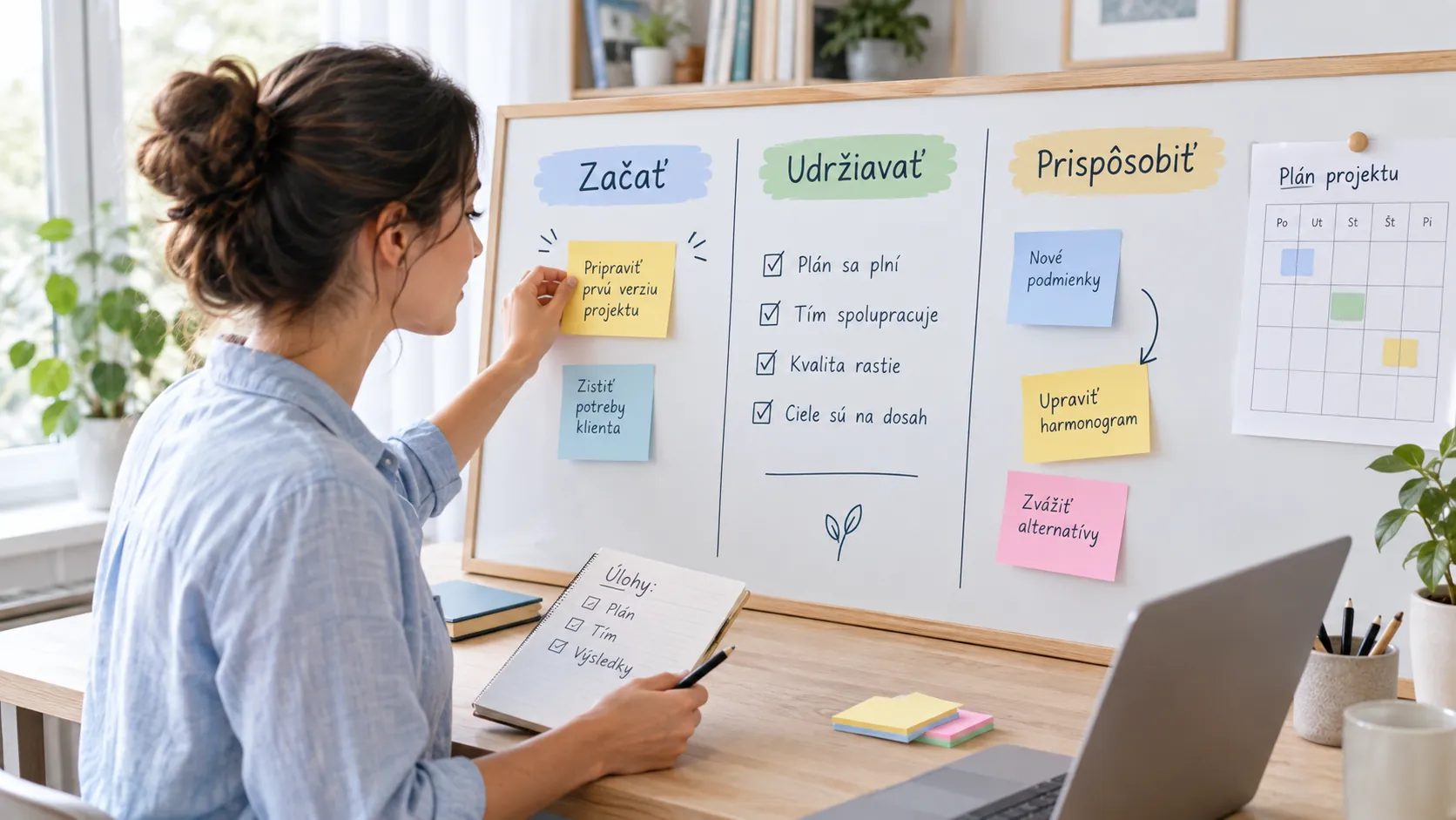 person organizing a project through starting sustaining and adapting