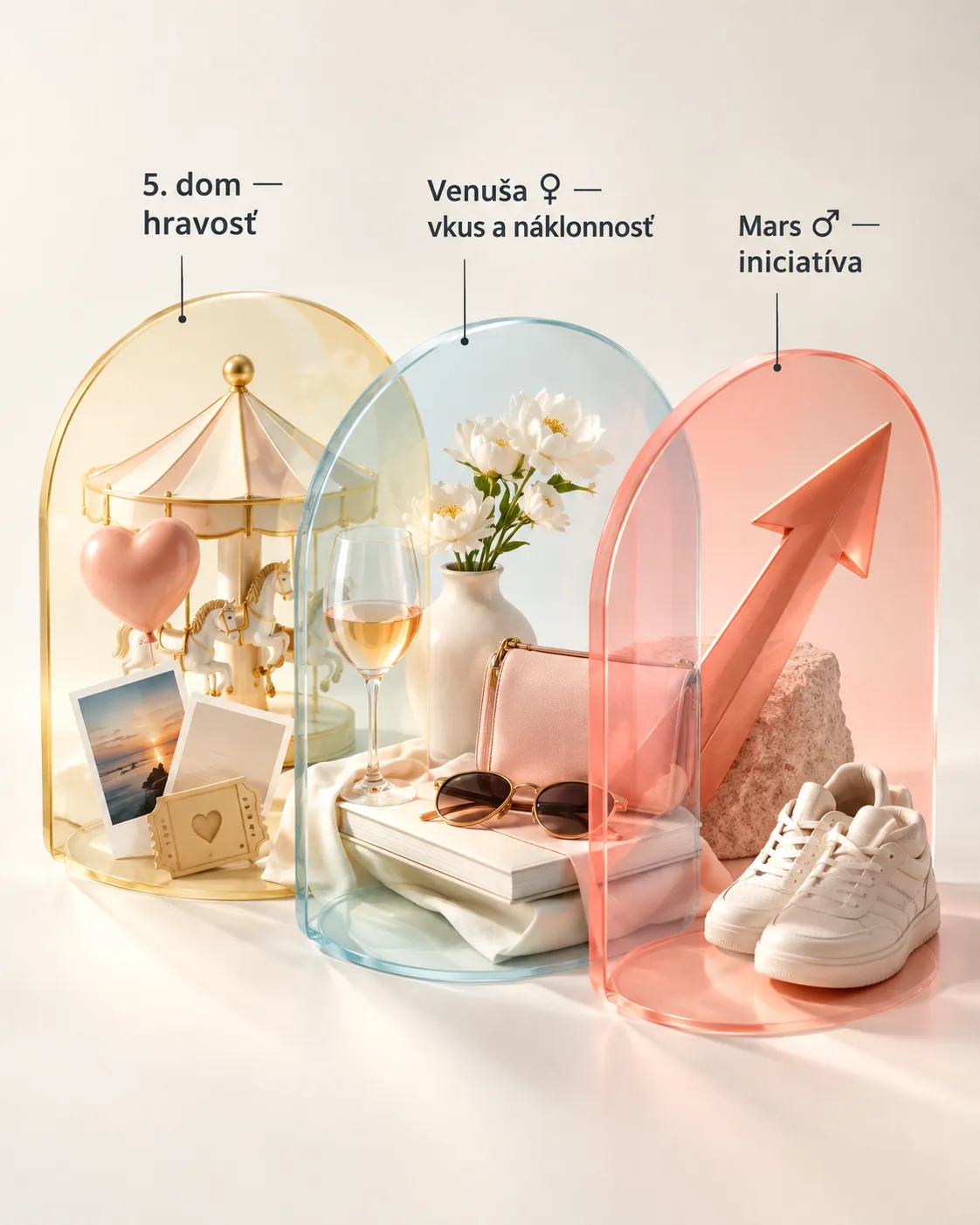 three-layer 3D model connecting romantic playfulness, taste, and initiative
