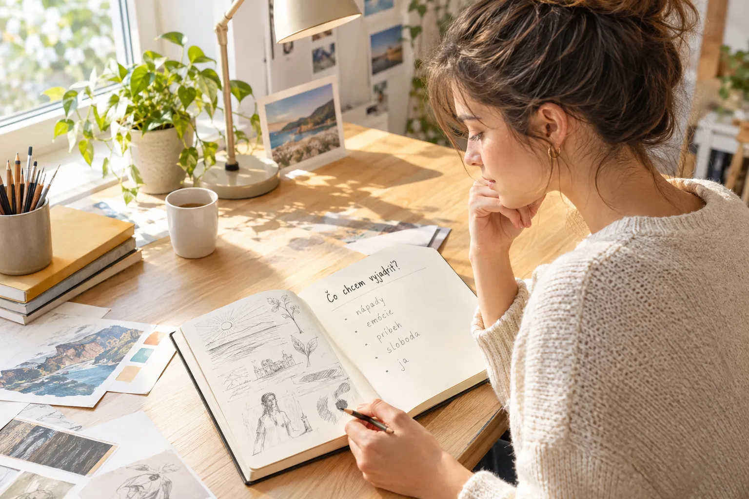 creative person exploring personal expression in warm sunlight
