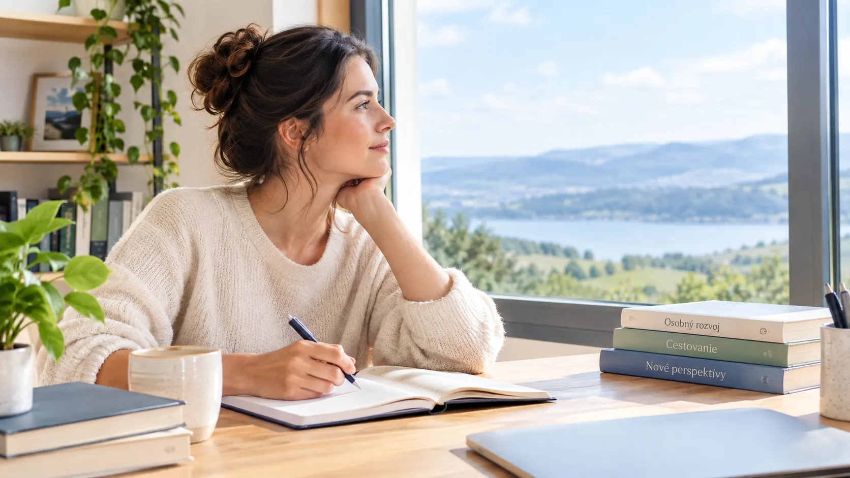 person reflecting on past learning cycles in a bright journal workspace
